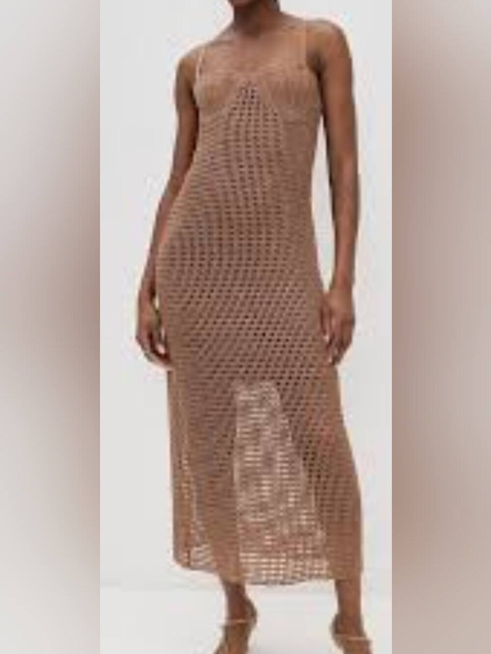 J for Justify Brown Crochet Maxi Dress